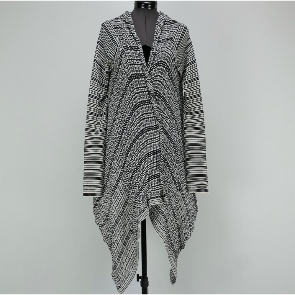 Ioanna Kourbela Cardigan Handkerchief Hem Striped Knit Monochrome Women's M‎ - Picture 5 of 11